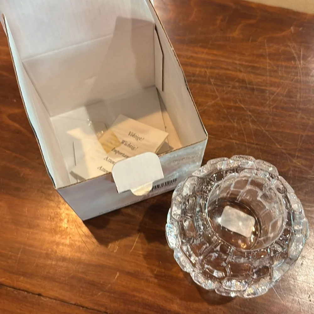 NEW IN BOX Kosta Boda Igloo Crystal Candle Holder Tea Light Sweden Clear NEW NIB